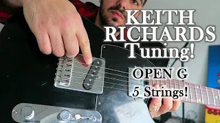 KEITH RICHARDS Tuning! Open G! 5 Strings!