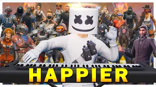 24 players play "Happier" on Fortnite piano