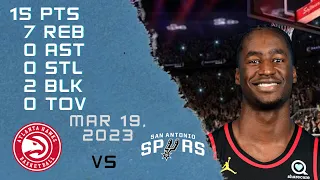 AJ Griffin NBA HAWKS vs SPURS Regular season Gameplay Possessions - 19-03-2023