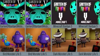 Garten Of Banban 5 Mobile ,Minecraft Banban 5, Bird Monster life 5, Dark Monster Life5 Full GamePlay