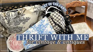 SO MUCH TOILE! 😍 Thrift With Me for Vintage & Antiques! Home Decor Thrifting / Goodwill Thrift Haul