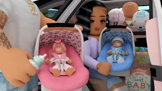 BRINGING THE TWINS HOME FROM THE HOSPITAL!! *BABY NAME REVEAL!!* | Bloxburg Family Roleplay