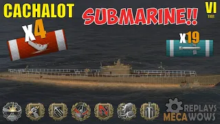 SUBMARINE Cachalot 4 Kills & 100k Damage | World of Warships Gameplay