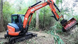 EXTREME CLOSE UP OF VIOLENT TREE MULCHING! FINISHING THE CANE THRUSH JOB!