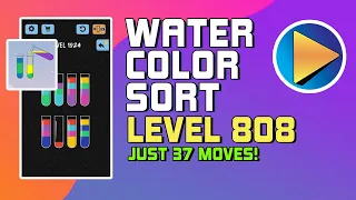 Water Color Sort Level 808 Walkthrough [37 Moves!]