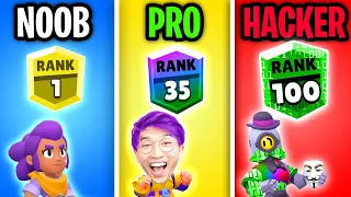 Can We Go NOOB vs PRO vs HACKER In BRAWL STARS!? (LankyBox Let's Play Brawl Stars!)