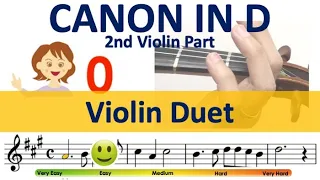 Canon in D by Pachelbel Violin Duet 2nd violin part sheet music and easy tutorial