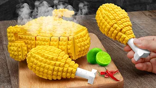 LEGO GIANT KABIR CHICKEN: Recipe For Super Crispy Grilled Chicken | Lego Cooking In Real Life