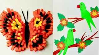 DIY Paper craft Parrot and Butterfly Making | Easy Paper Wall Decor | Home Decor | Craftmerint