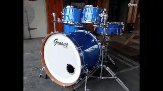 DEMO! Blue Sparkle Over Mahogany 22",10,12,16"+14" Drums