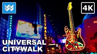 [4K] Universal Studios Hollywood City Walk in Los Angeles, CA - Night Walking Tour & Travel Guide