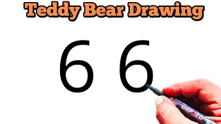 Beautiful Teddy Bear From 66 Number | Easy Tedy Bear Drawing | Number Drawing