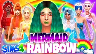 🌈BEAUTIFUL RAINBOW MERMAIDS!🧜‍♀️ - Sims 4 CAS Challenge!