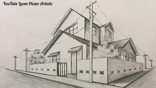 Vẽ Ngôi Nhà Của Nobita Theo Luật Phối Cảnh 2 Điểm Tụ l YouTube Luom Pham Artistic