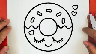 كيفية رسم دونات كيوت خطوة بخطوة || رسم دونات كيوت سهل للمبتدئين || Cute Donut Drawing 🍩