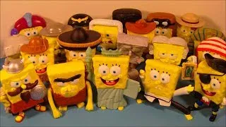2005 SPONGEBOB SQUAREPANTS LOST IN TIME SET OF 20 BURGER KING COLLECTION MEAL TOY'S VIDEO REVIEW