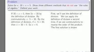 Math for Elementary Education 780 Algebra with Divisions