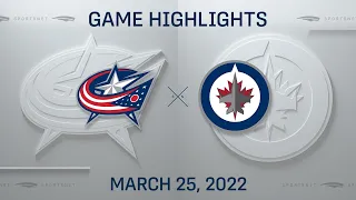 NHL Highlights | Blue Jackets vs. Jets - Mar 25, 2022
