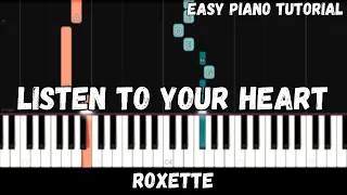 Roxette - Listen To Your Heart (Easy Piano Tutorial)