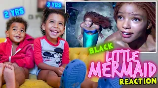 Our Kids React to THE  BLACK LITTLE MERMAID TRAILER !!