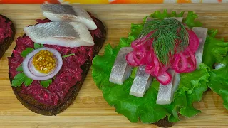 Шикарная Закуска  с Селедкой за пару минут. Одна селедка - два вида самых вкусных бутербродов