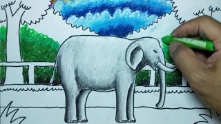 Coloring Elephant with Crayon / Mewarnai Gajah dengan Crayon