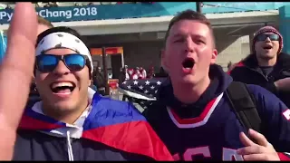 Русские и американцы встретились в Олимпийском парке перед хоккеем.