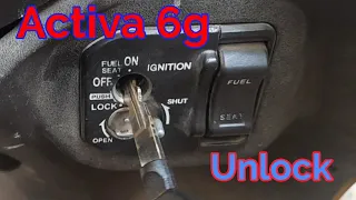 How to unlock activa 6g! how to unlock Honda activa 6g! activa 6g lock and unlock, unlock scooty, ho
