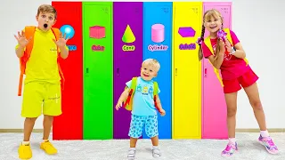 Diana and Roma 1 Hour |  Diana Roma and Oliver teach 3D Shapes with magic lockers