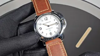 Brown Panerai 44mm Strap "Alaska Brown" Soft Leather Strap with Sewn Buckle on Luminor PAM00775