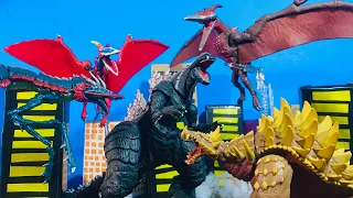 Godzilla singular point vs Anguirus vs manda vs rodan an epic battle stop motion by EG M