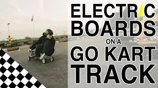 Riding Electric Boards on a Go Kart Track!