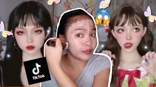 I TRIED FOLLOWING CHINESE TikTok MakeupTransformation |labet!
