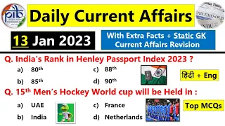 Daily Current Affairs | 13 January 2023 Current Affairs | Current affairs in hindi & Eng | staticgk