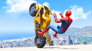 GTA 5 SPIDERMAN Crazy Motorcycle Ragdolls Jumps/Fails (Euphoria Physics Funny Moments) #4