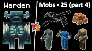 Warden vs all mobs 1v25 - Part 4 - Warden vs mobs x25 - Frog, Illusioner, fox,  Ender dragon