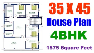 35 X 45 feet House Plan | घर का नक्शा | 35 फ़ीट X 45 फ़ीट | Ghar ka Naksha | Home Design