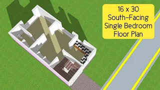 "16x30 South-Facing Single Bedroom House Floor Plan Tour"