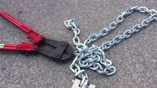 Cutting Security Maxx 3/8" through hardened square link chain with Harbor freight bolt cutters