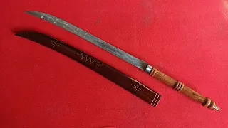 Sword Making - Forging Ancient Sword Out of Rusted Leaf Spring with Beautiful Sheath | Machete Sword