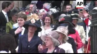 Guests leave Westminster Abbey after the wedding of Prince William and Kate Middleton