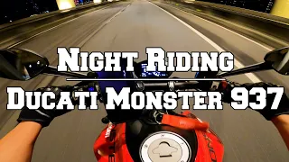 Ducati Monster 937 POV Night Riding｜Break-In Mode Part.1｜Rider｜Riding Cam｜Civic Boulevard｜市民高架｜馴車