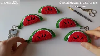 Easy Crochet Watermelon Keychain Pattern for Beginners 🍉🍉 / Crochet Souvenir Ideas Gifts