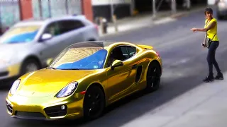 PICKING UP UBER RIDERS IN A GOLD PORSCHE Prank! 😂💛