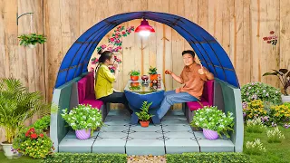 Amazing relaxing tea break corner  with aquarium | Garden decor