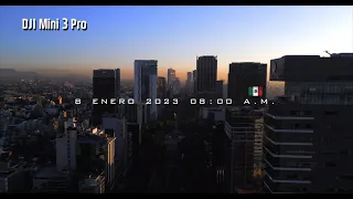 Drone en la Reforma para ver el Angel I DJI Mini 3 Pro