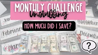 Monthly Savings Challenge Unstuffing | Cash Counting | Yearly Savings