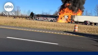 Semitruck involved in fiery collision on Ohio highway