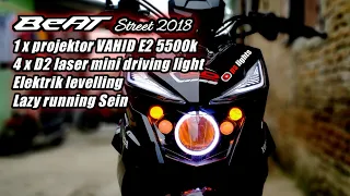 MODIFIKASI lampu BEAT STREET 2018 five lens Biled Sniper & 4xD2 laser