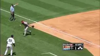 Machado makes an UNBELIEVABLE throw from foul territory